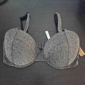 Victoria's Secret Bikini Top Metallic Silver Foil Full Coverage Swim Adjustable